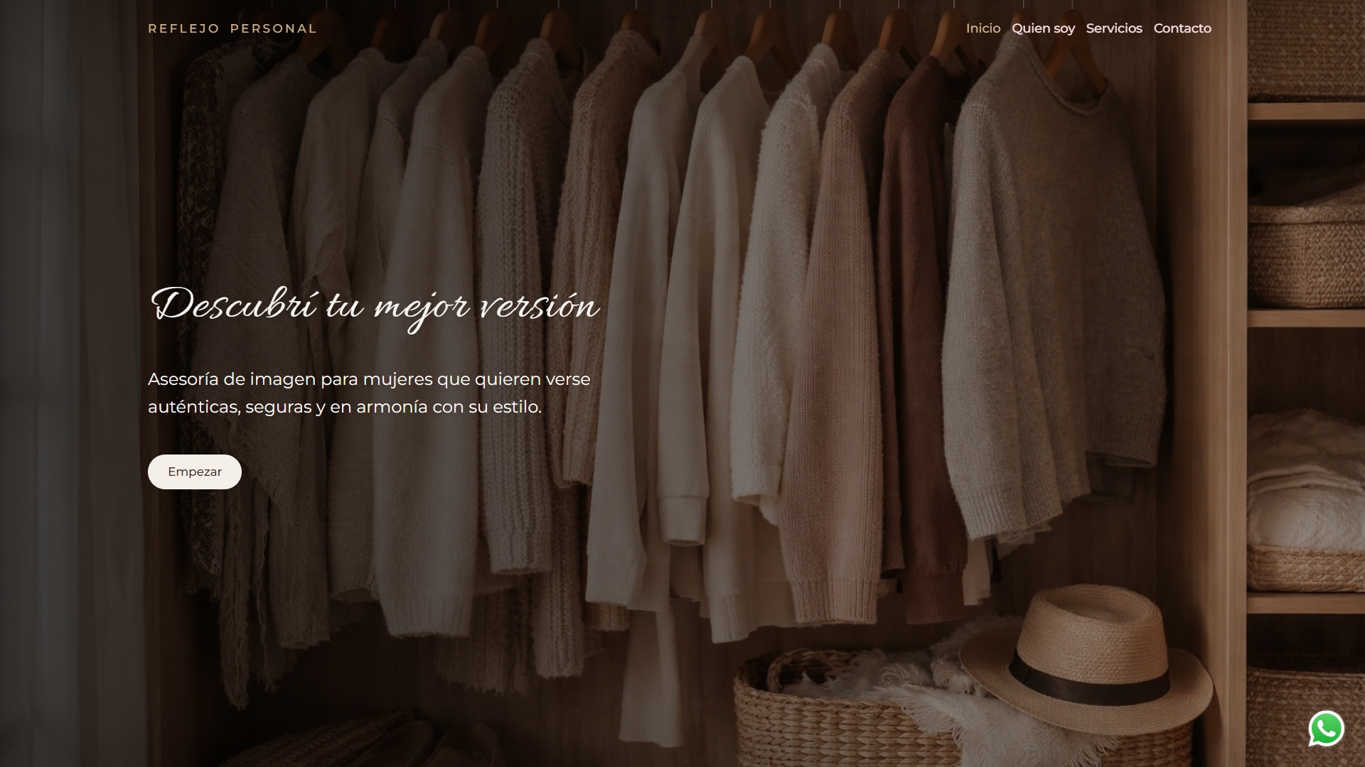 Sitio web para asesoría de imagen con diseño femenino y elegante